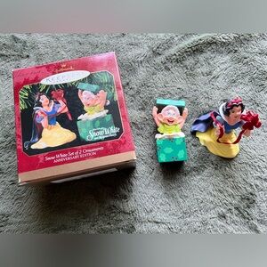 Snow White Set of 2 Ornaments Anniversary Edition 1997 Hallmark Keepsake Ornmt